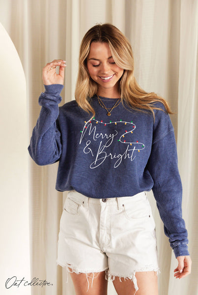 MERRY AND BRIGHT   Mineral Graphic Sweatshirt   : DUSTY FOREST / L