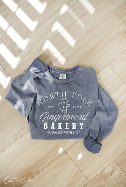 NORTH POLE GINGERBREAD Mineral Washed Long Sleeve Graphic : TOAST / XL