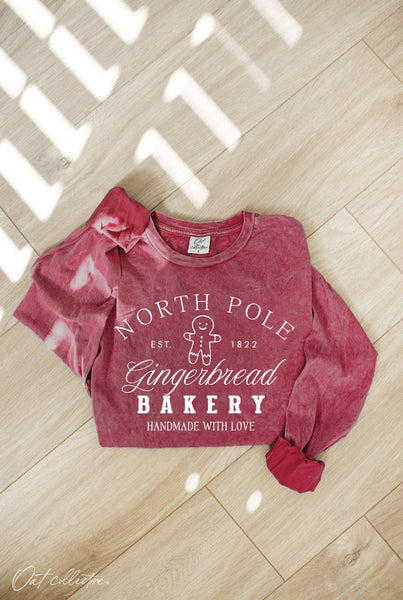 NORTH POLE GINGERBREAD Mineral Washed Long Sleeve Graphic : TOAST / L
