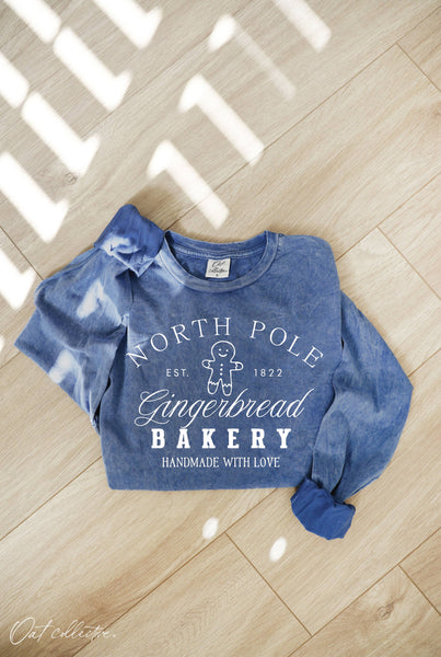 NORTH POLE GINGERBREAD Mineral Washed Long Sleeve Graphic : TOAST / XL