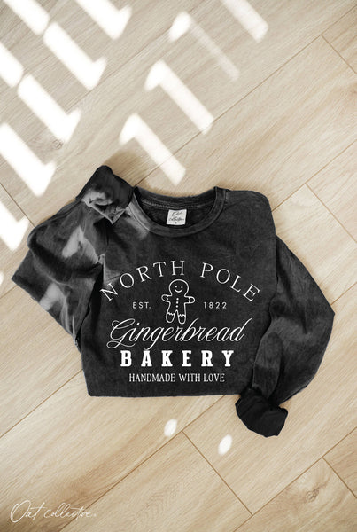 NORTH POLE GINGERBREAD Mineral Washed Long Sleeve Graphic : TOAST / XL