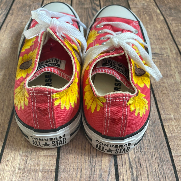 Women’s Size 6/Men’s Size 4 - Coral Sunflower Converse (Ready to Ship Sale) - No Box