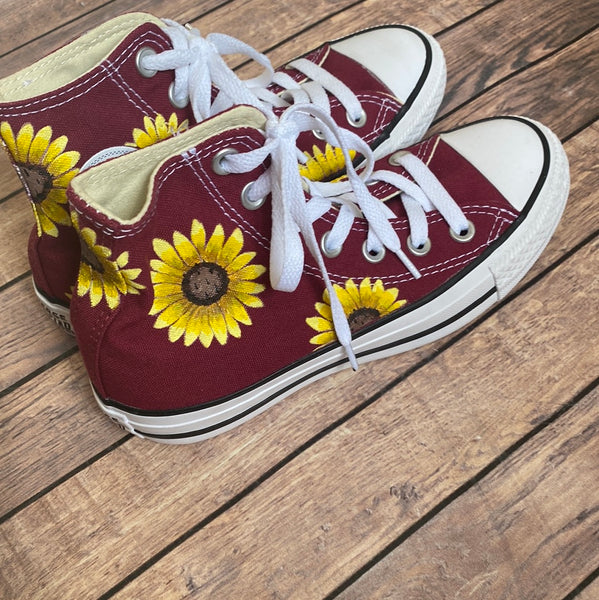 Women's size 5 - Sunflower maroon high tops no box