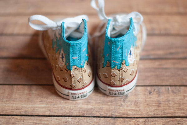 Blue Ice Cream Cone Hand Painted High Top Converse