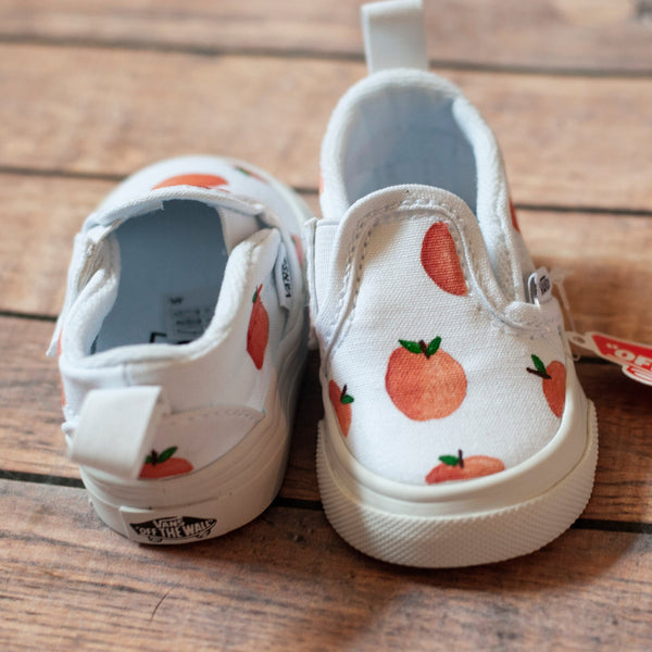Peach Slip On Hand Painted Vans | Peach Custom Vans