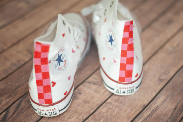 Checkered Heart High Top Converse