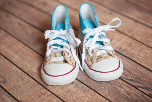 Blue Ice Cream Cone Hand Painted High Top Converse