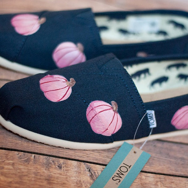 Hand Painted Pink Pumpkin Toms