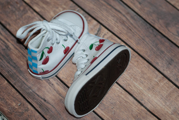 Hand Painted Cherry High Top Converse