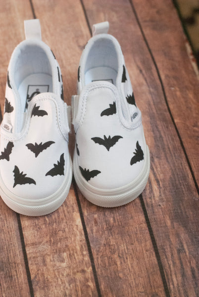 Hand Painted Bat Slip On Vans