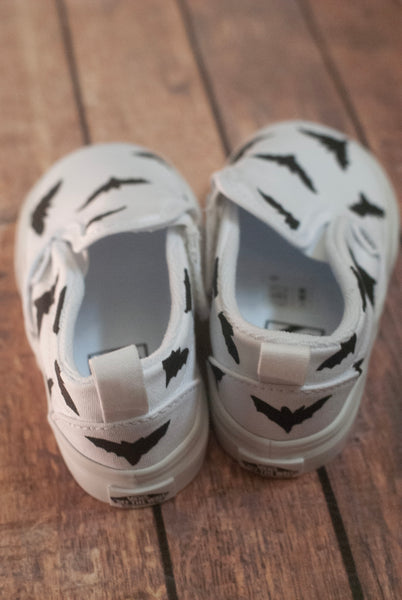 Hand Painted Bat Slip On Vans