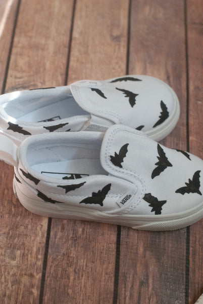Hand Painted Bat Slip On Vans