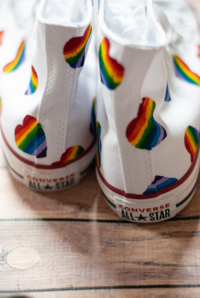 Rainbow Heart High Top Converse