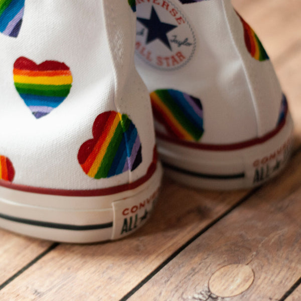 Rainbow Heart High Top Converse