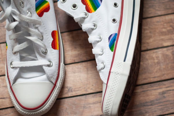 Rainbow Heart High Top Converse