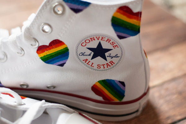 Rainbow Heart High Top Converse