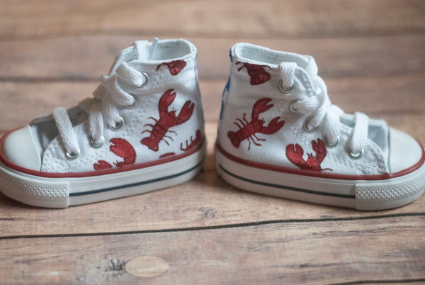 Lobster High Top Converse | Custom Hand Painted Lobster Converse