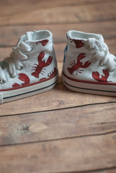 Lobster High Top Converse | Custom Hand Painted Lobster Converse