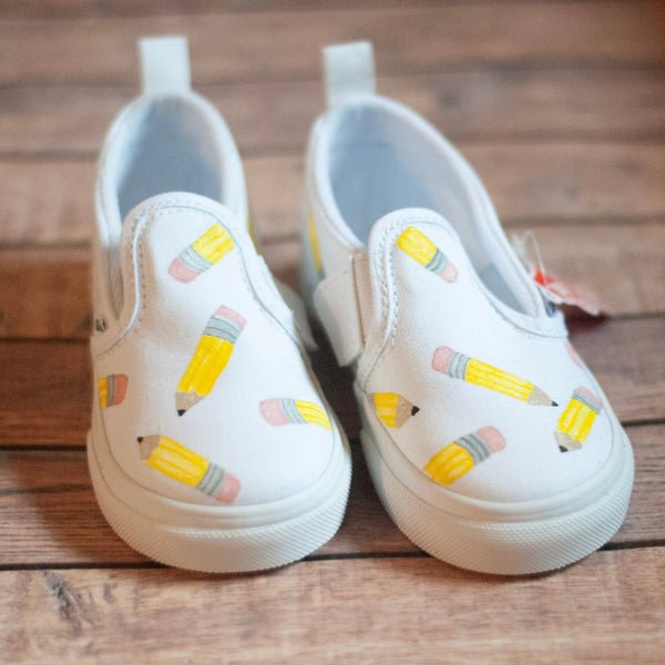 Hand Painted Pencil Vans | Custom Hand Painted Slip On Vans