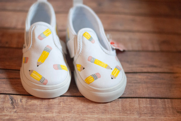 Hand Painted Pencil Vans | Custom Hand Painted Slip On Vans