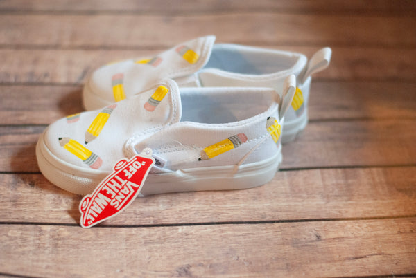 Hand Painted Pencil Vans | Custom Hand Painted Slip On Vans