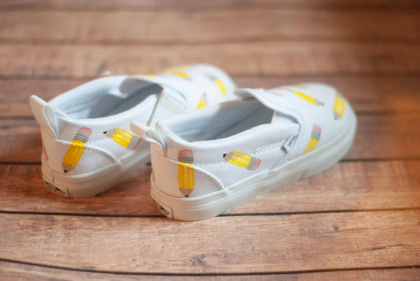 Hand Painted Pencil Vans | Custom Hand Painted Slip On Vans