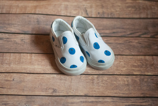 Blueberry Slip On Vans | Custom Painted Blueberry Vans