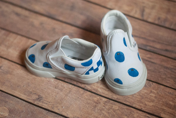 Blueberry Slip On Vans | Custom Painted Blueberry Vans