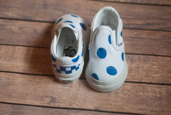 Blueberry Slip On Vans | Custom Painted Blueberry Vans