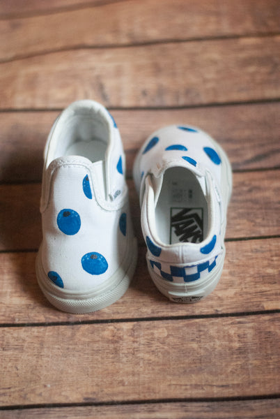 Blueberry Slip On Vans | Custom Painted Blueberry Vans