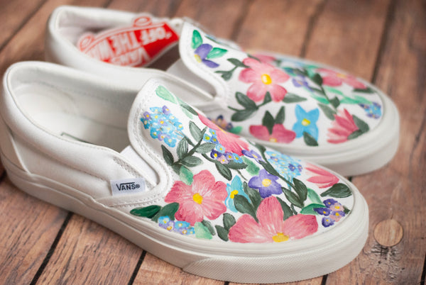 Floral Hand Painted Slip On Vans