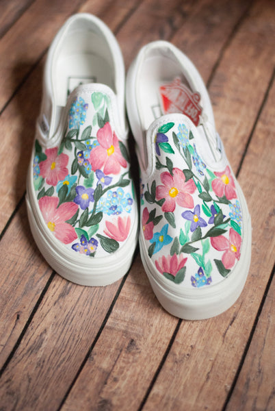 Floral Hand Painted Slip On Vans