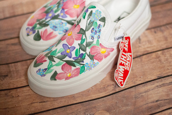Floral Hand Painted Slip On Vans