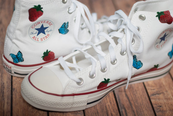 Strawberry + Butterfly High Top Converse