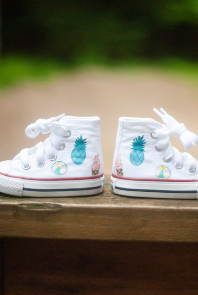 Summer Party High Top Converse | Pineapple Beach Ball Ice Cream Converse