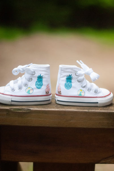 Summer Party High Top Converse | Pineapple Beach Ball Ice Cream Converse