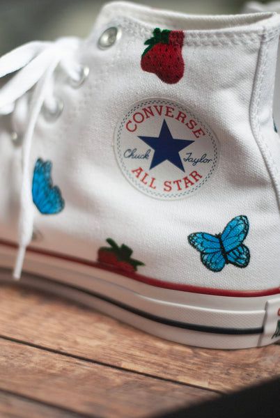 Strawberry + Butterfly High Top Converse
