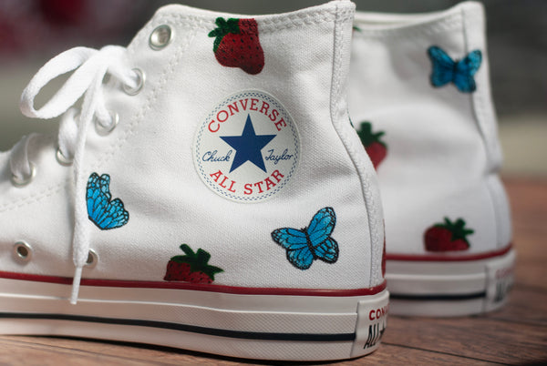 Strawberry + Butterfly High Top Converse