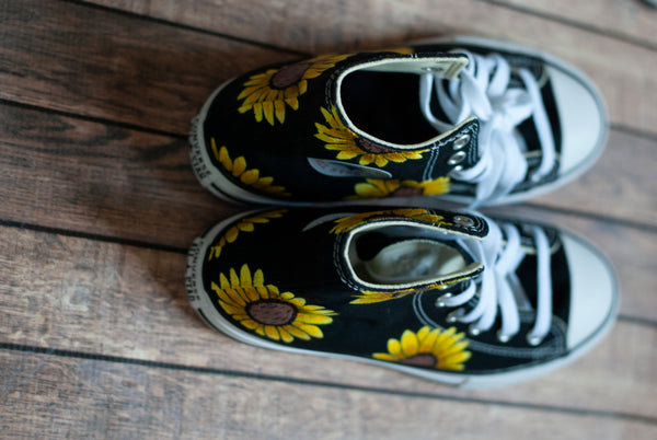 Sunflower High Top Converse | Black High Top Converse
