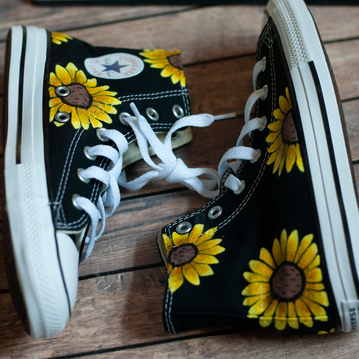 Embroidery Sunflower Painted Converse Sunflower High Top Converse