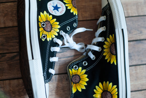 Sunflower High Top Converse | Black High Top Converse