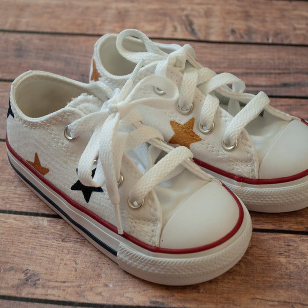 Black and Gold Star Low Top Converse