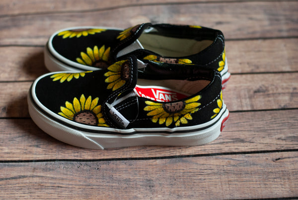 Hand Painted Sunflower Slip On Vans