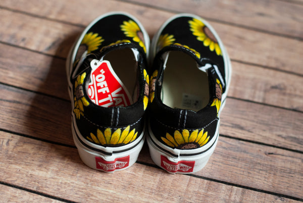 Hand Painted Sunflower Slip On Vans