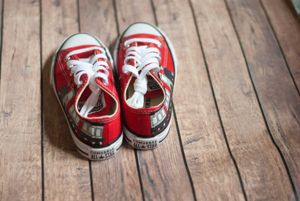 Train Low Top Converse | Custom Hand Painted Train Converse