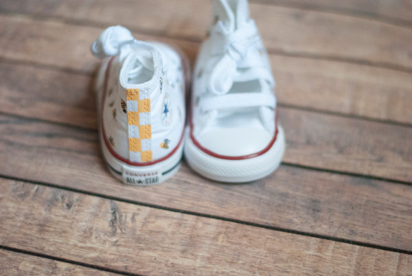 Checkered Bee High Tops | Custom Hand Painted Bee High Top Converse