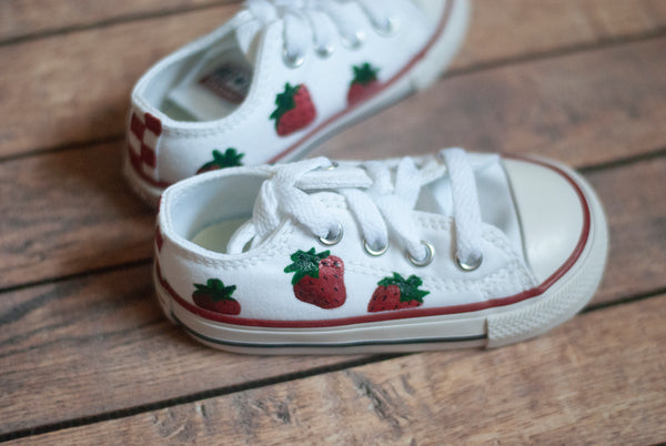 Checkered Strawberry Low Top Converse | Low Top Strawberry Converse