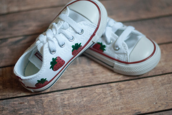 Checkered Strawberry Low Top Converse | Low Top Strawberry Converse