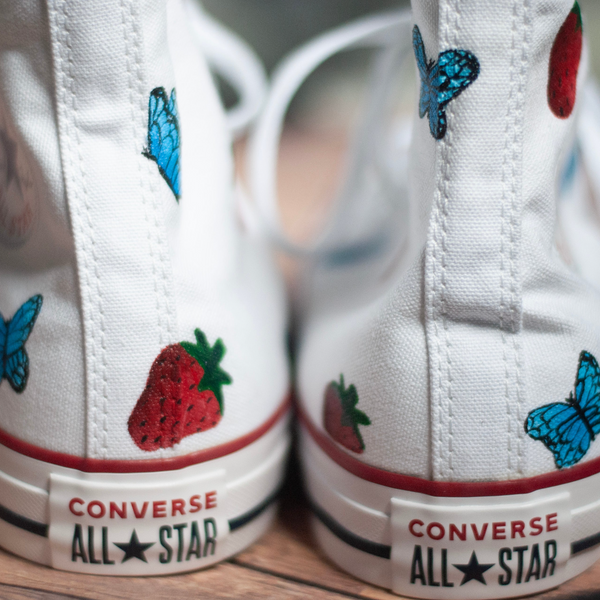 Strawberry + Butterfly High Top Converse