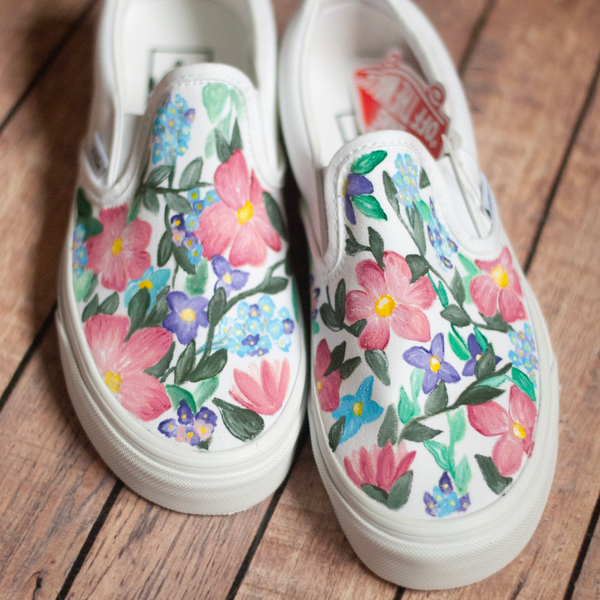Floral Hand Painted Slip On Vans